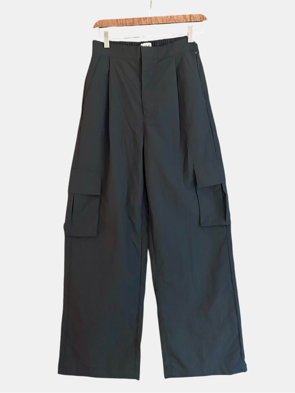 NWT Wilo the Label Parachute Fly Cargo Pants Gunmetal Gray Wide Leg Sz XS